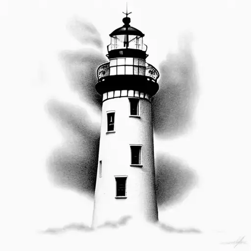 Black And White Realism Lighthouse