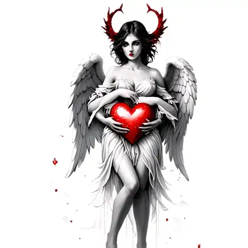 Sexy Evil Angel Holding Heart