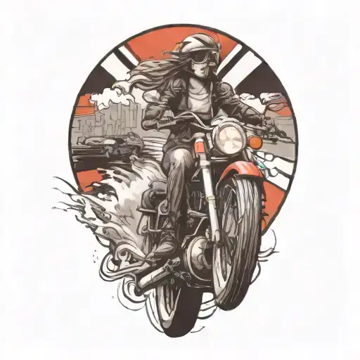 Woman Riding Motorcycle Speeding Along