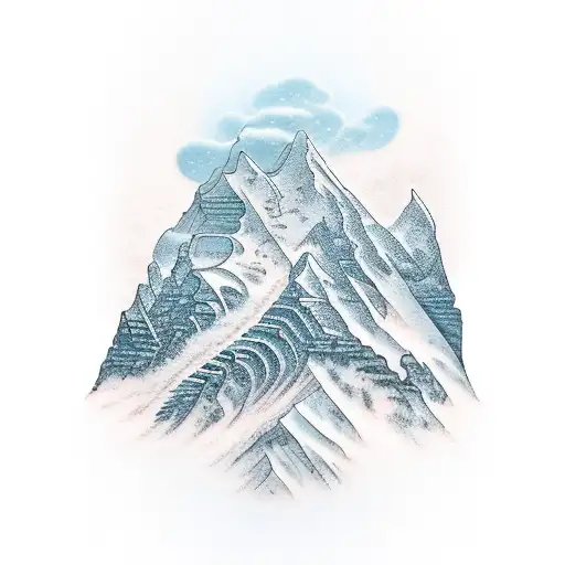 A Vibrant And Detailed Tattoo Of A Sar Mountain