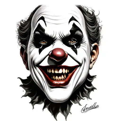 Evil Clown Face Black And Grey