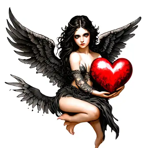 Sexy Evil Angel Holding Heart