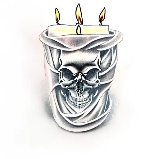 Skull Shaped Candle Burning Out