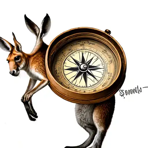 Kangaroo Jumping Over A Compass