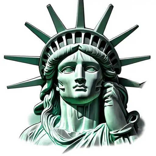 Statue Of Liberty Wearing Hacker Mask With Cuban Link Chain