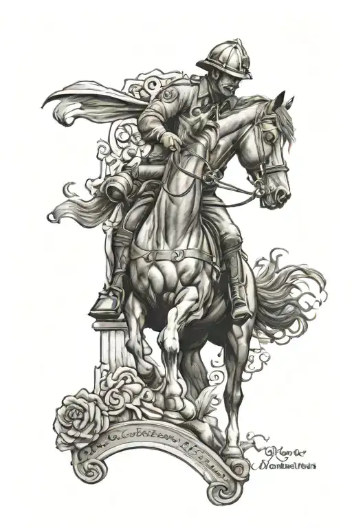 Horse And Fireman Memorial Feminine