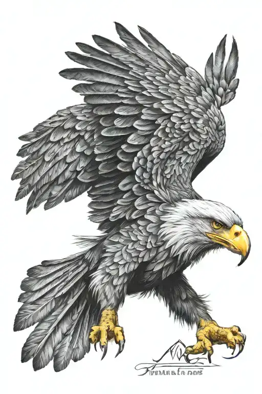 Eagle Tattoo With Big Claws All Black