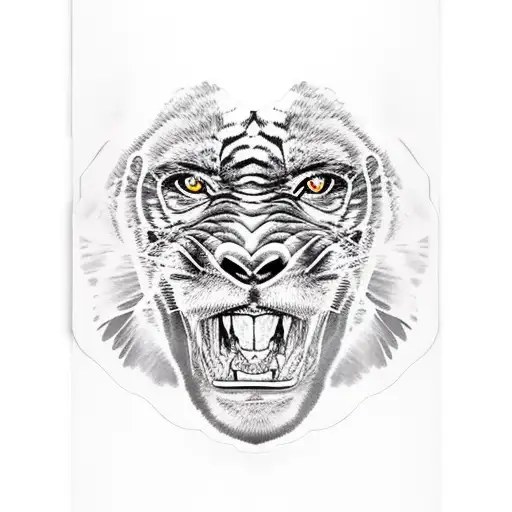 Gorilla Pounding His Chest While Riding A Tiger