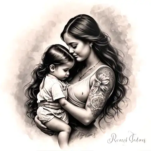 Mom Carrying Her Child Holding