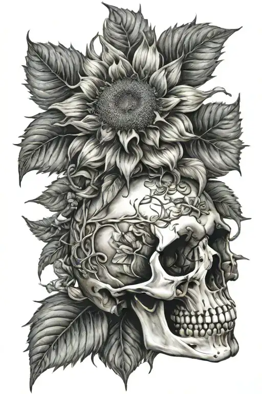 Sun Flowers Growing Out Of Skull