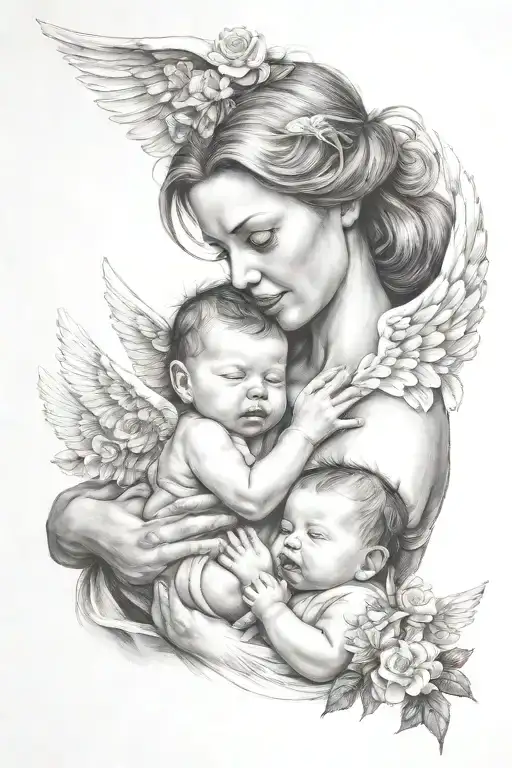 Rip Angel Pink Mom Baby Chest Date