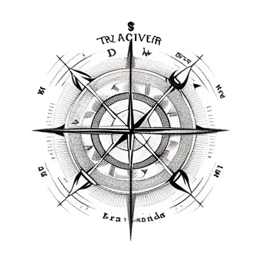 Traveller Compass With An Arrow Going Through It And Water