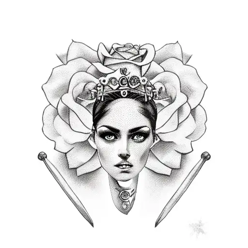 Female Greek Warrior Full Body With A Roses Crown