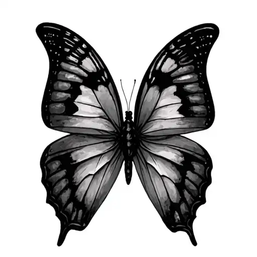 Butterfly With Very Soft Smooth Black Shading