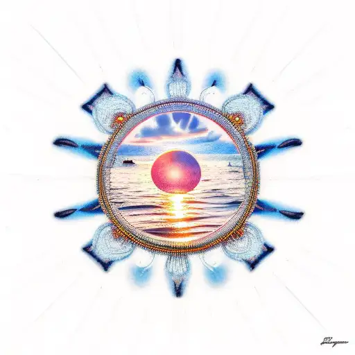 Circle With A Sunset Beach In It