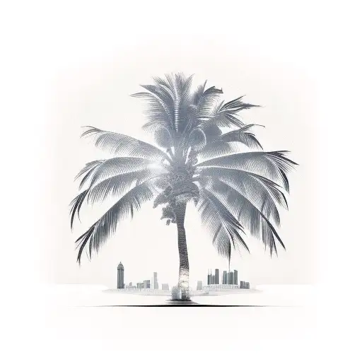 Palm Tree With City Buildings In It