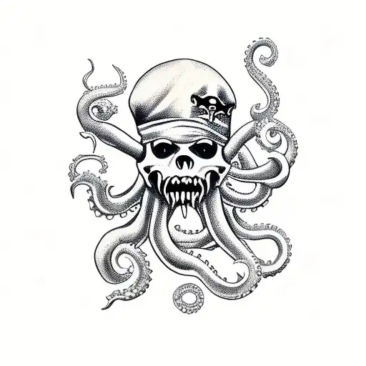 Pirate Octopus Proecting A Treasure On Arm