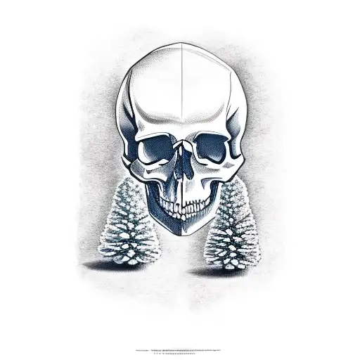 Skull With Pine Trees