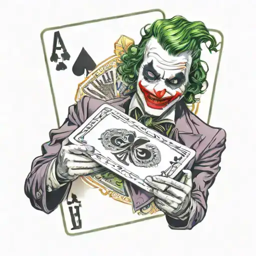 Joker Holding Ace Of Spades Cards