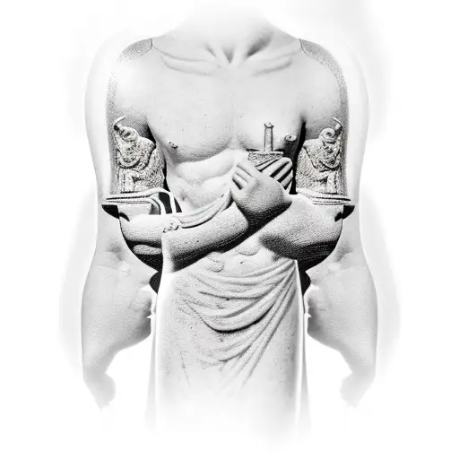 Roman Statue And Galaxy Forearm