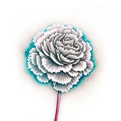 Carnation With Peacock Feathers