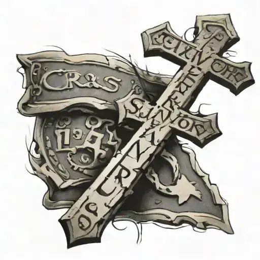 Simple Cross With Crash Date And Survivor Written Next To It On Forearm