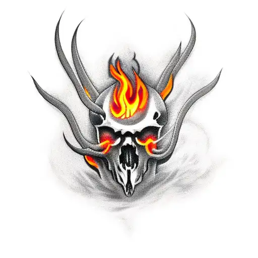 Demon Skull With Fire