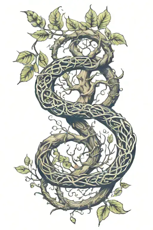 Ouroboros Sprouting Tree Branches Forming Adn Infinity Love