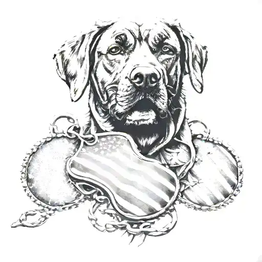 Usa Flag And Dog Tags