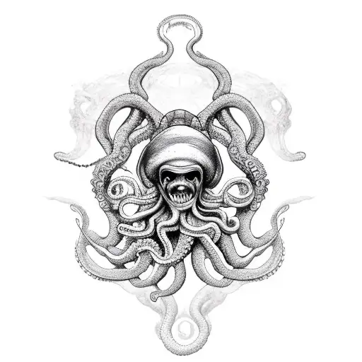 A Octopus Wrapping Around A Pirate Ship In Ocean