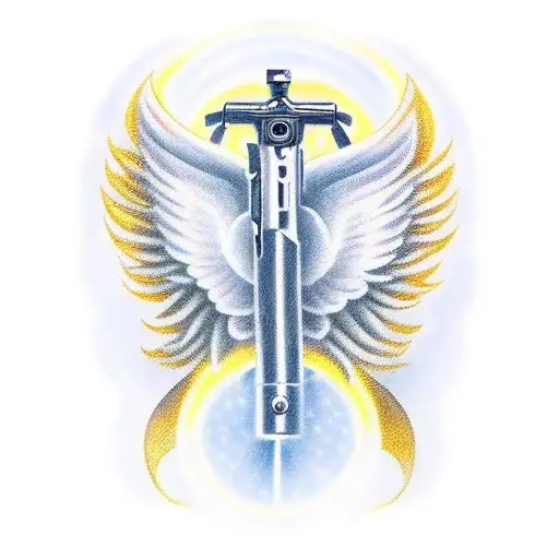 Gun With Angel Wings And Halo Above It