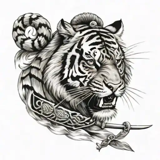 A Tiger As A Samurai Warrior