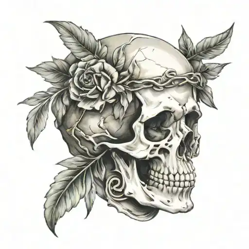 Greek Mythology Skull Wearing Olive Wreath
