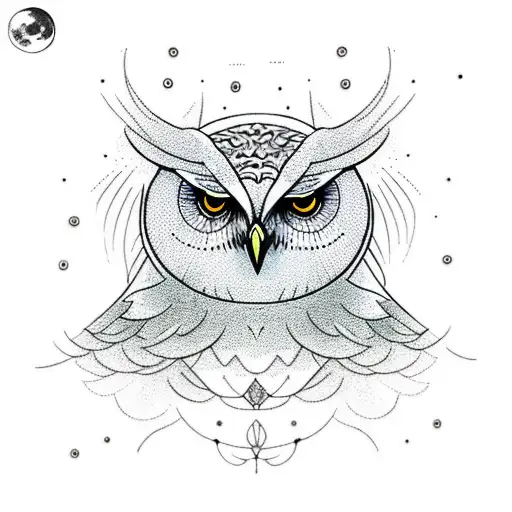 Moon With Owl And Trees