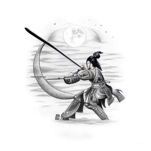 Katana Sword With Moon In The Background
