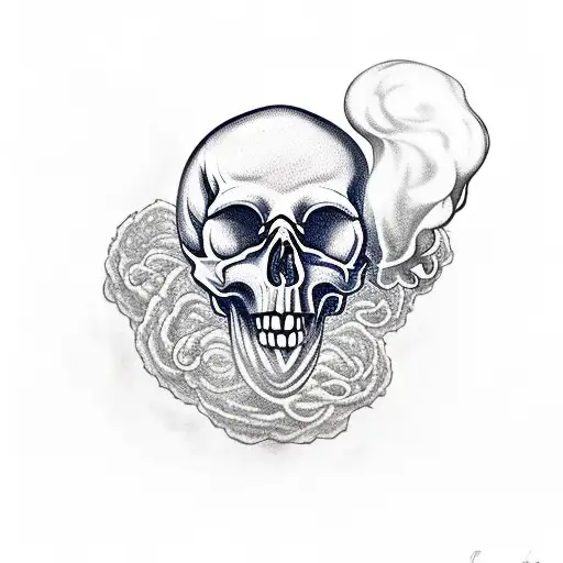 Skull With Smoke Coming Out Of Eyes