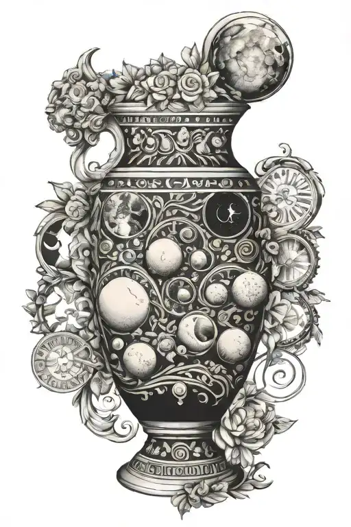 Greek Vase Filled With Moon Phases