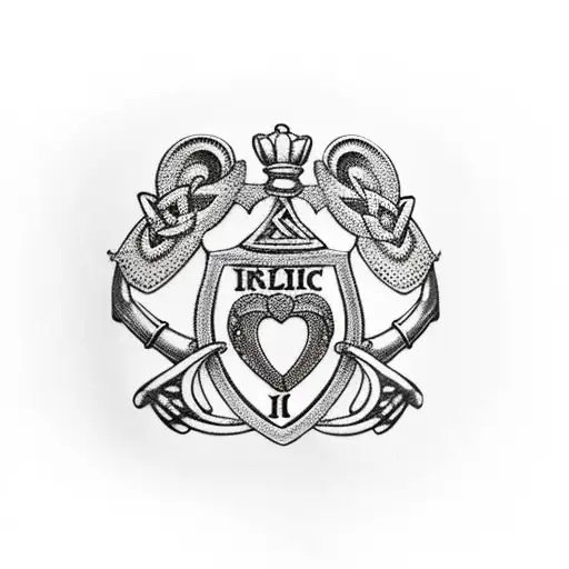 Irish Celtic Claddagh Ring Right Arm Sleeve