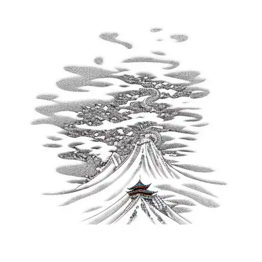 A Samurai Standing On A Cliff Overlooking A Sea Of Japanese Flowers