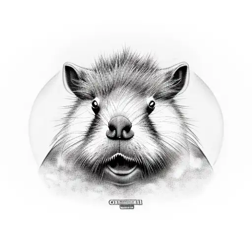 A Realistic Depiction Of A Capybara Playing A Guitar Surrounded By Lush Greenery