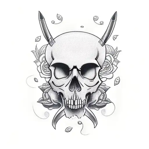 Chopper Byke With Skull And Roses