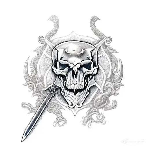 One Long Sword For My Back With Animal Skull On Top