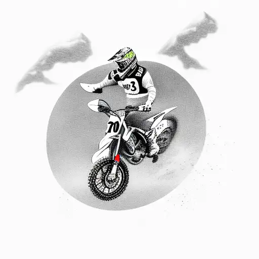 A Dynamic Motocross Rider Jumping Over A Mountain Range