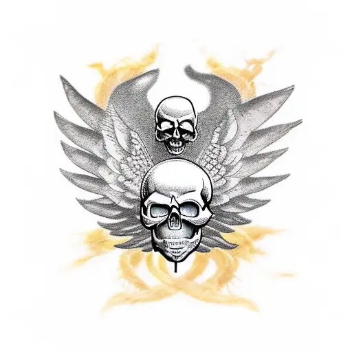 Skull Wings Carpe Diem Momento Mori Text