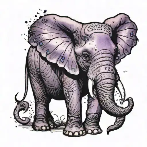 Elephant With Purple Semi Colon