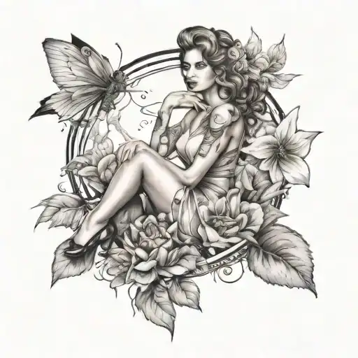 Mother Nature Pin Up Girl Sitting