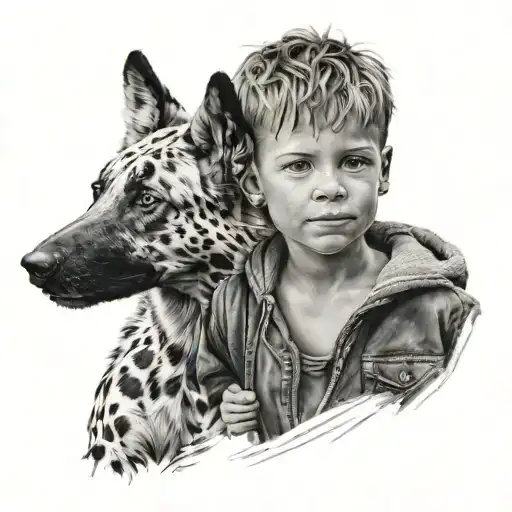 Young Boy And Wild Dog