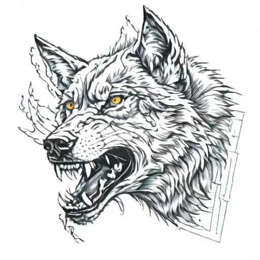Wolf Head About To Bit