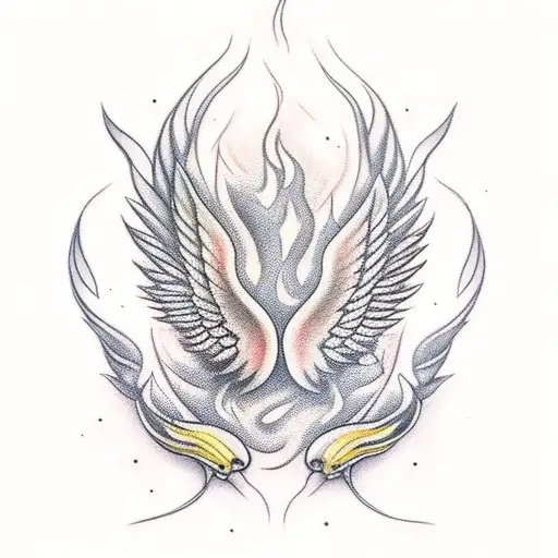 Spreaded Wings With Ends On Fire