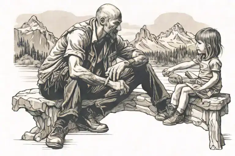 Brother And Sister Dance Mountain Father Daughter Sitting